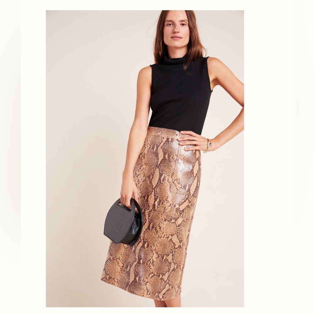 Anthropologie Faux Snake Skin Skirt